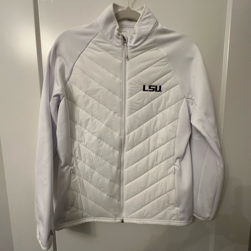 Antigua LSU Women's White Puffer Jacket